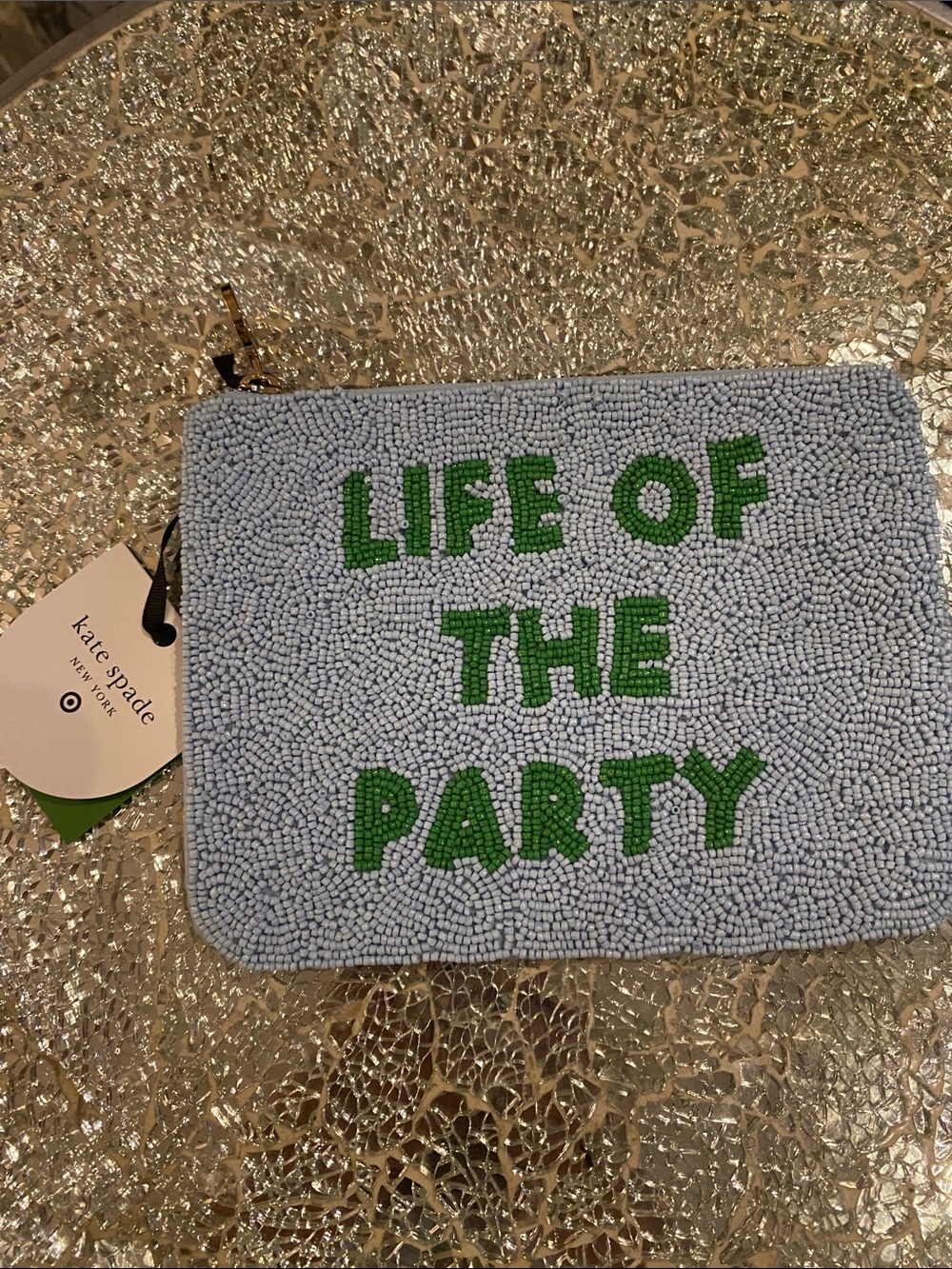 kate spade light blue beaded clutch/pouch “Life of The Party” 🎉